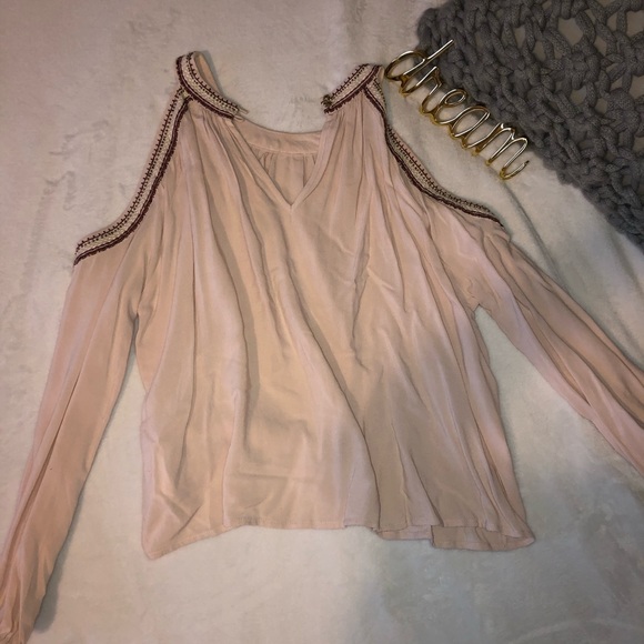 Cold shoulder top with beaded neck line - Picture 2 of 4